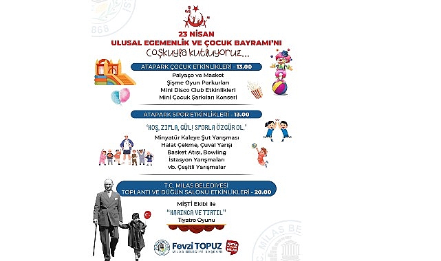 23 Nisan Ulusal Egemenlik ve Çocuk Bayramı Milas Belediyesi Tarafından Düzenlenecek Etkinliklerle Kutlanacak